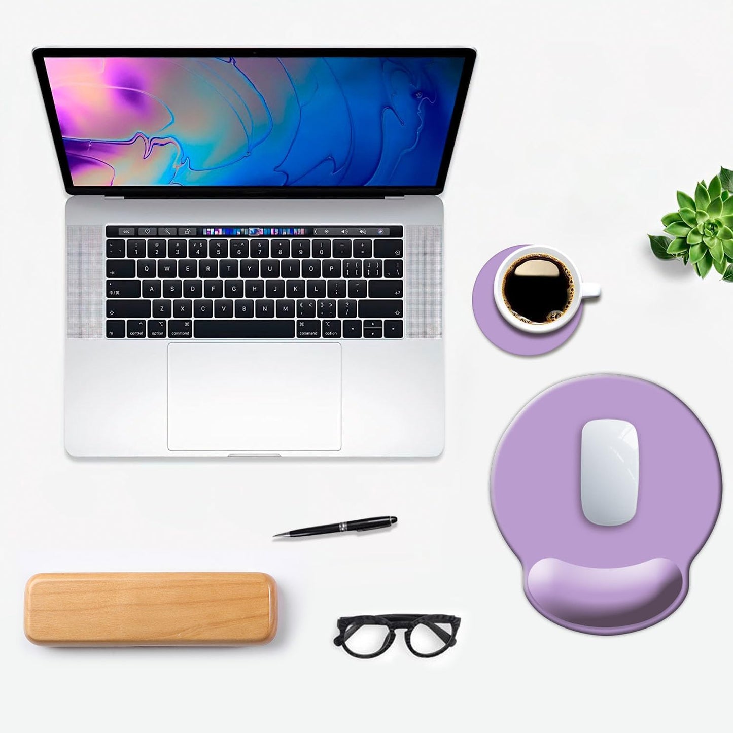 Ergonomic Mouse Pad with Wrist Support, Cute Wrist Pad with Non-Slip Rubber Base for Computer, Laptop, Home Office Gaming, Working, Easy Typing & Pain Relief,Clove Purple