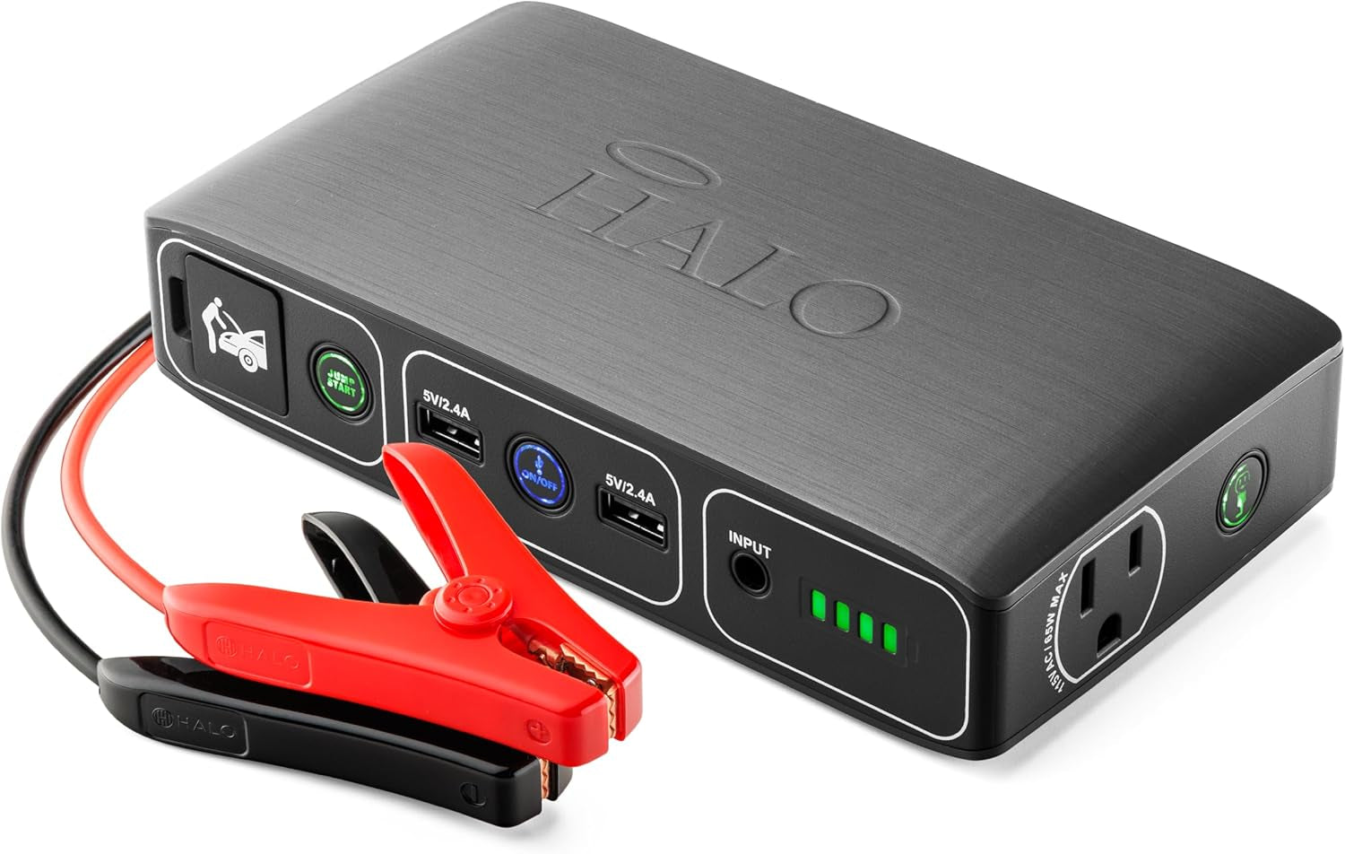 Bolt 58830 ACDC Portable Car Battery Jump Starter | 58.8Wh USB Power Bank with AC Outlet, Emergency Floodlight & Charger, Jumps Cars Suvs & Trucks, Powers Phones & Laptops, TSA Approved — Gray