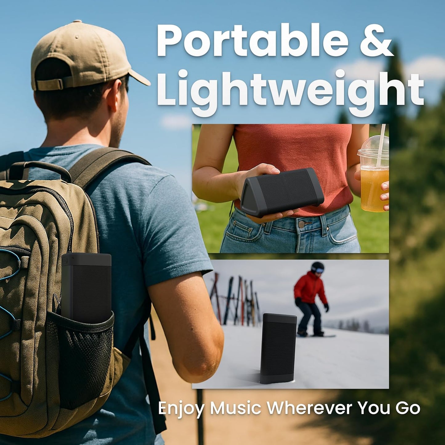 Oontz Angle 3 Portable Bluetooth 5.4 Speaker | 12W Sound, 24-Hr Battery, 100Ft Wireless Range, IPX5 Water-Resistant, Budget-Friendly for Travel, Outdoor & Home (Black)