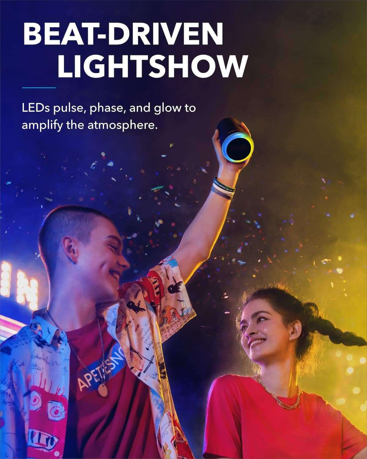 Flare Mini Bluetooth Speaker, Outdoor Bluetooth Speaker, IPX7 Waterproof for Outdoor Parties, LED Light Show with 360° Sound and Bassup Technology2